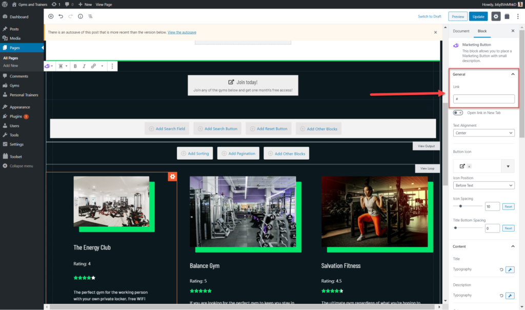 How To Create Dynamic Websites Using Toolset Blocks and Ultimate Addons adding links to search bar in toolset options