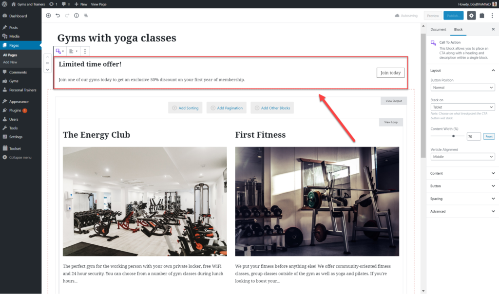 How To Create Dynamic Websites Using Toolset Blocks and Ultimate Addons adding a call to action to toolset dashboard
