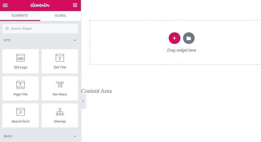 How To Create Headers in Elementor (Includes Free Method) Elementor Header builder editing screen