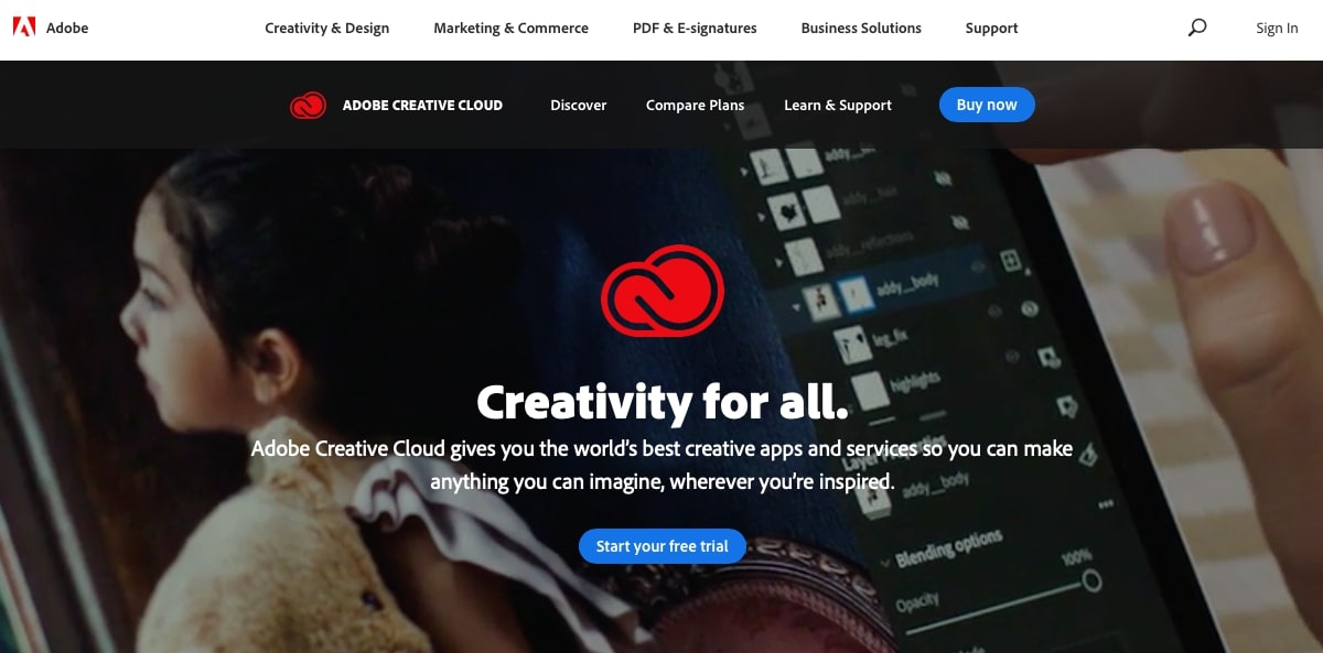 The 20 Best Web Design Software Products for Web Designers (Free and Paid) Adobe Creative Cloud homepage