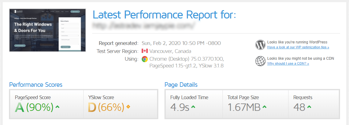 WordPress Performance Myths — Common Myths Analyzed and Busted! Speedtest results after caching plugin is installed