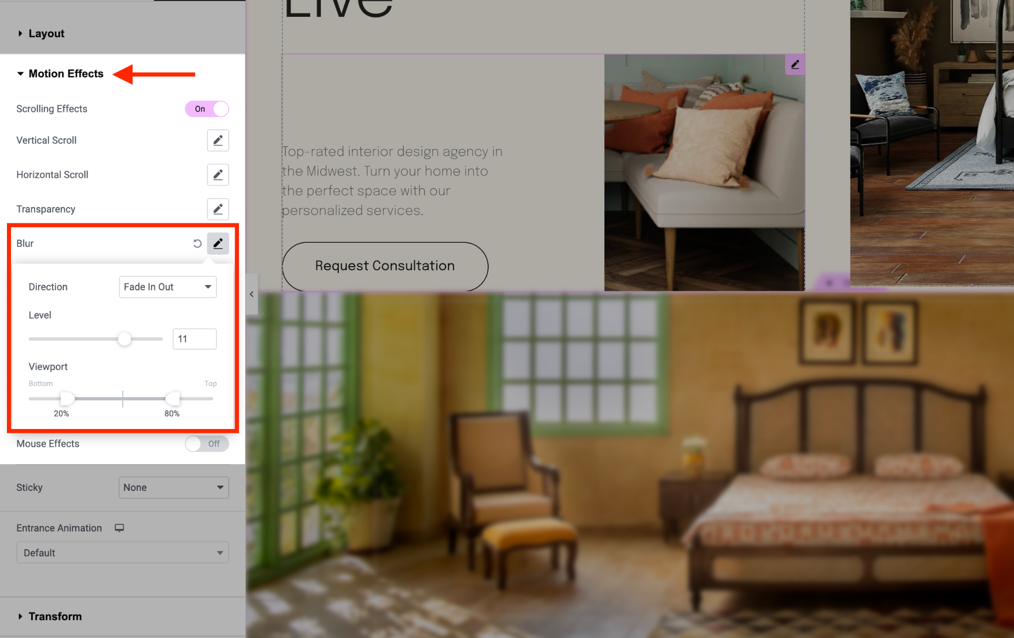Parallax Perfection: A Tutorial for Elementor Free and Pro apply blur effect