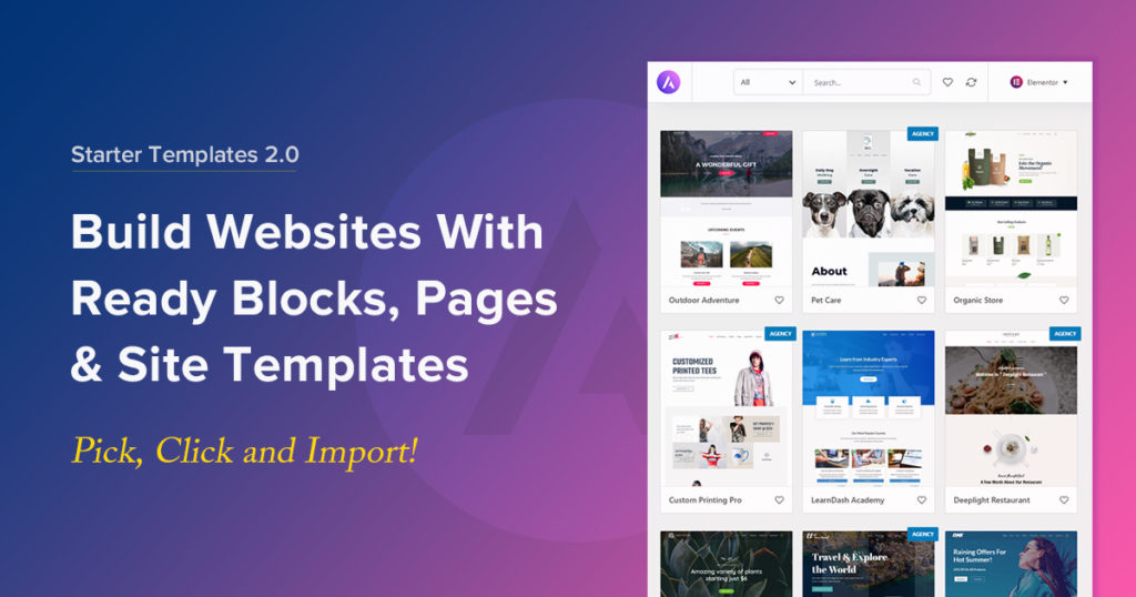 Starter Templates 2.0 — Building Websites Just Got Lot More Easier! Build website with starter template