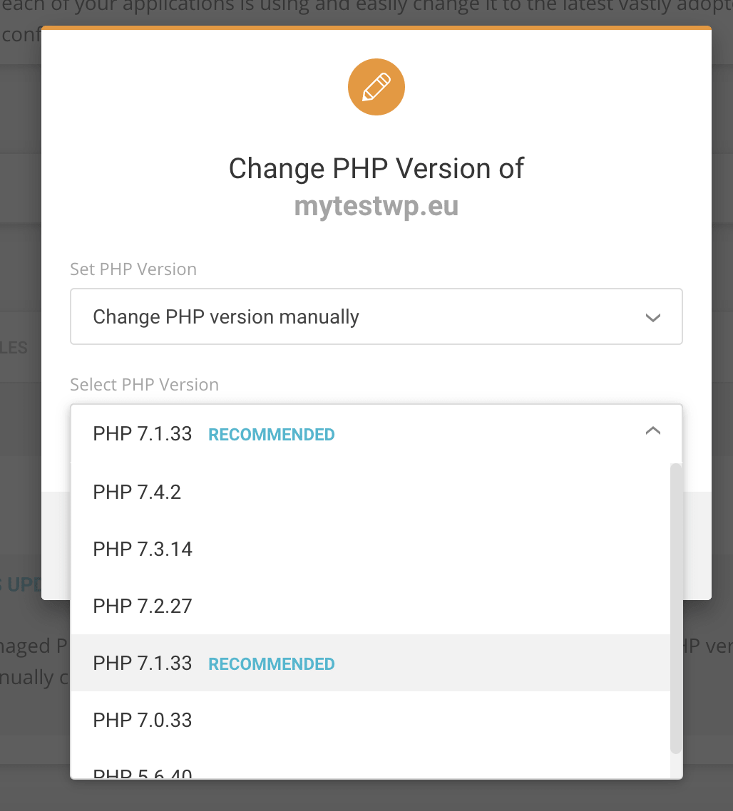 WordPress PHP Version: Recommended PHP Versions and Upgrade Guide selecting php version on siteground