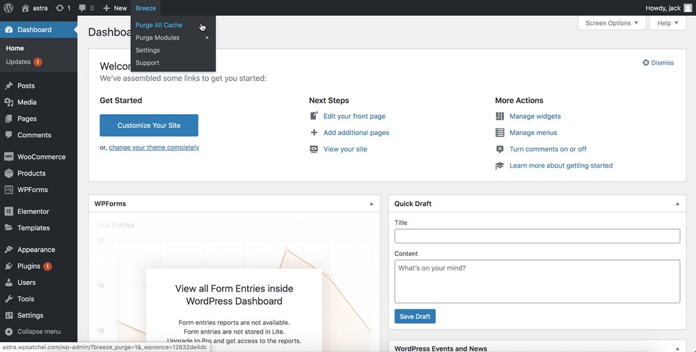 How To Clear the WordPress Cache: 5 Ways To Clear All Your Caches click purge all cache for breeze