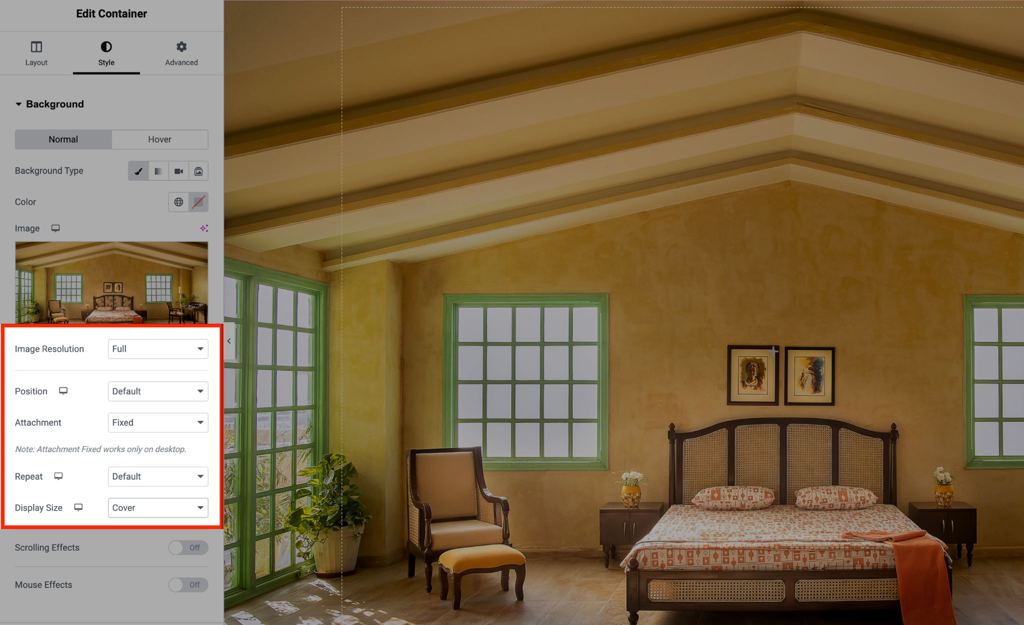 Parallax Perfection: A Tutorial for Elementor Free and Pro image settings for blur effect