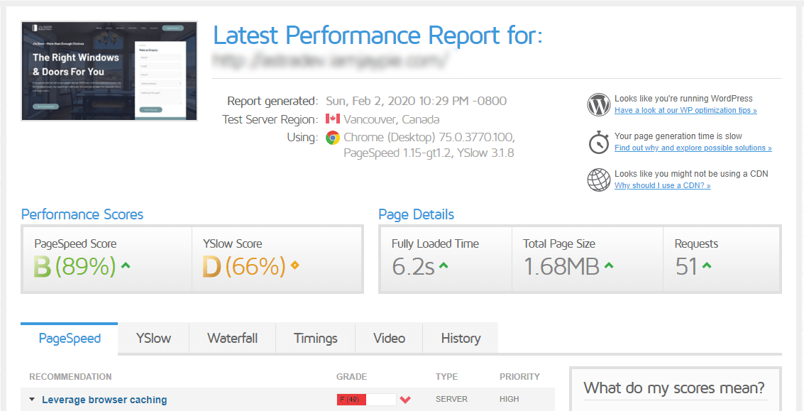 WordPress Performance Myths — Common Myths Analyzed and Busted! Initial speedtest results without caching plugin