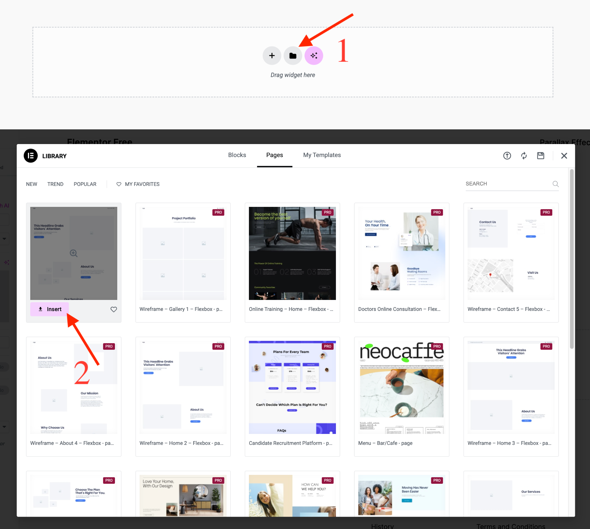 Parallax Perfection: A Tutorial for Elementor Free and Pro insert free wireframe elementor free