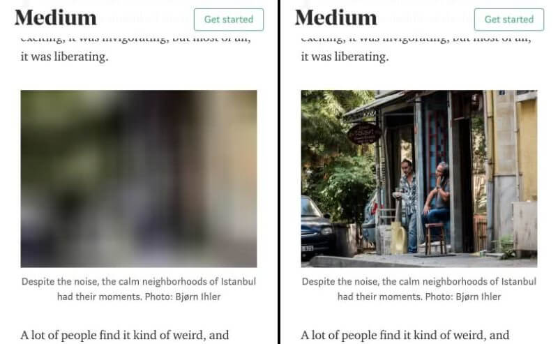12 WordPress Performance Tips to Make Your Website Blazing Fast Side by side comparison of what Lazy Loading is
