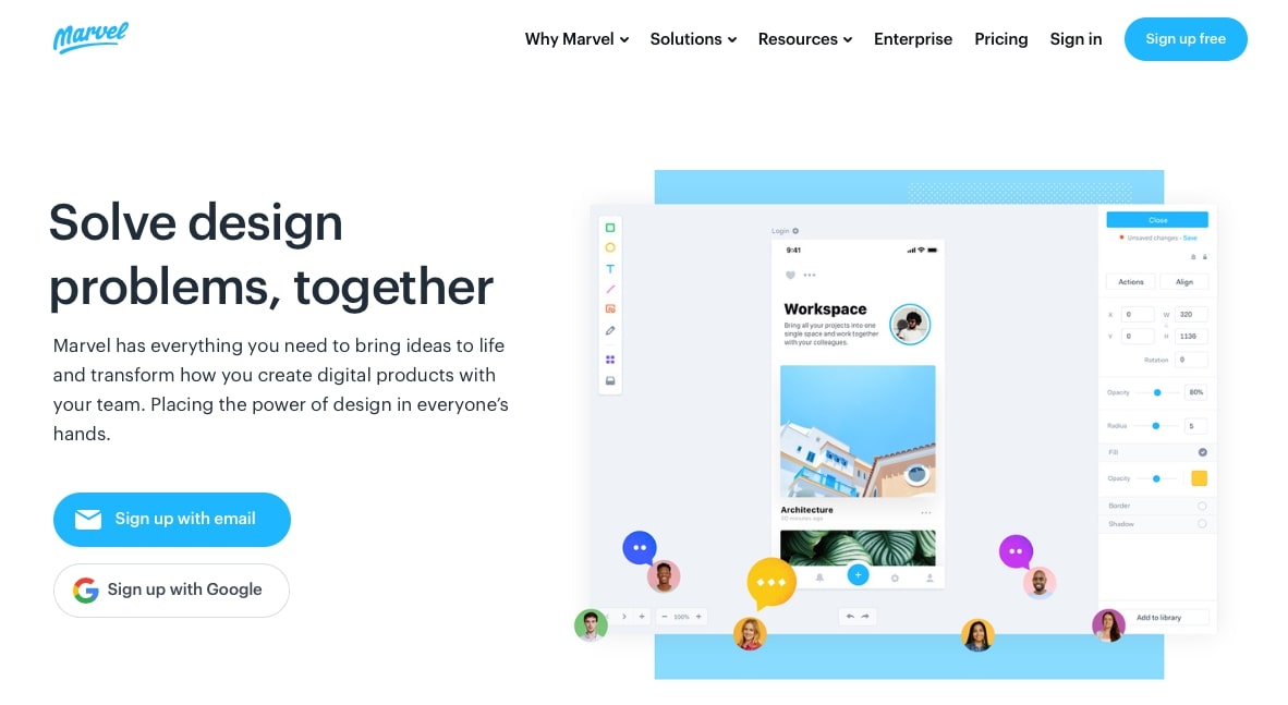 The 20 Best Web Design Software Products for Web Designers (Free and Paid) Marvel homepage