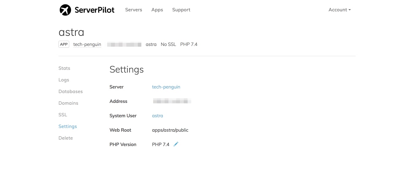 WordPress PHP Version: Recommended PHP Versions and Upgrade Guide server pilot dashboard