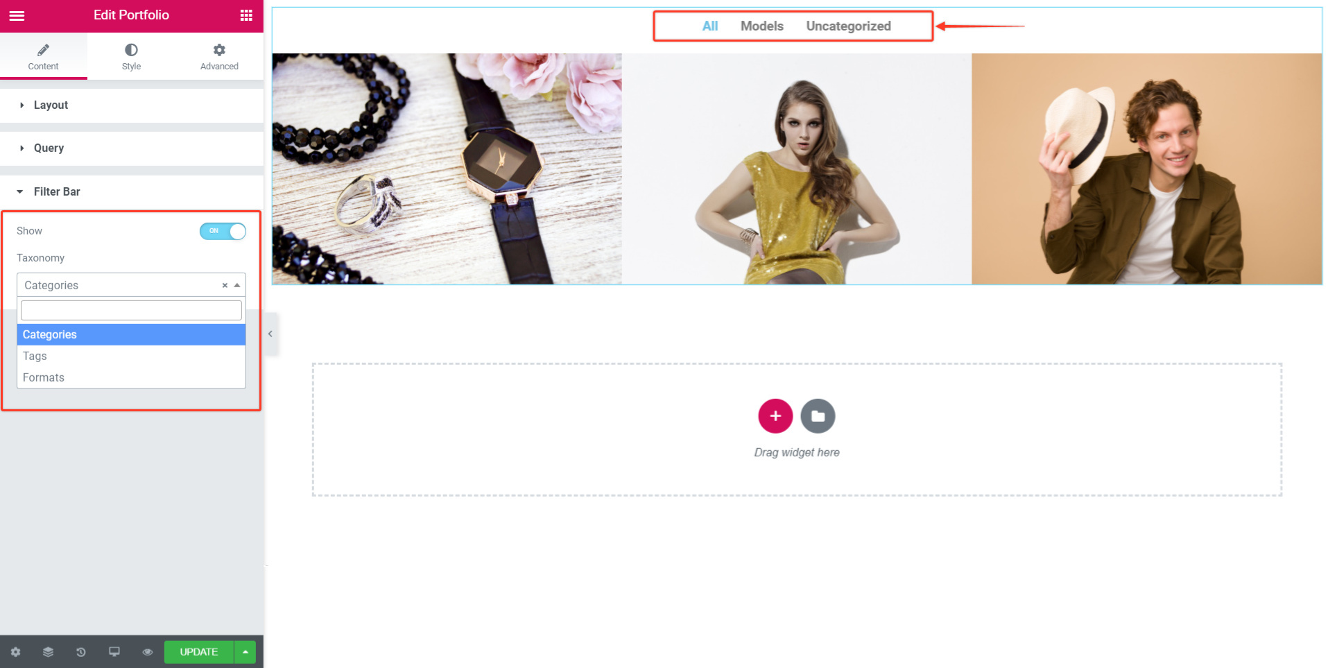 How To Create a Portfolio With Elementor - Step by Step Guide Elementor portfolio filter bar options