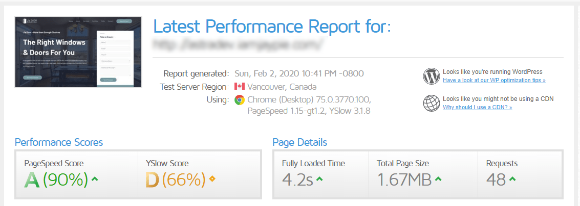 WordPress Performance Myths — Common Myths Analyzed and Busted! Speedtest results after WP Super cache installed