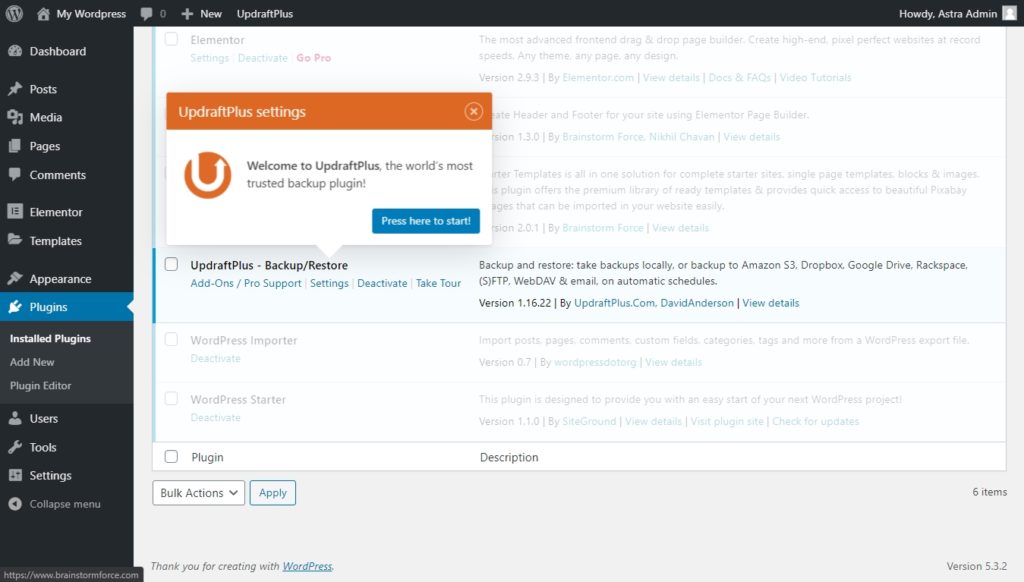 WordPress PHP Version: Recommended PHP Versions and Upgrade Guide Installed and activated UpdraftPlus plugin