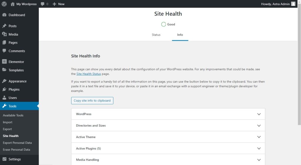 WordPress PHP Version: Recommended PHP Versions and Upgrade Guide WordPress dashboard site health information section