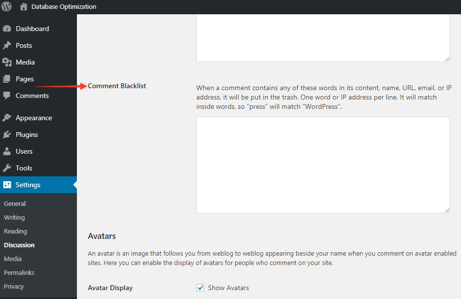 WordPress Database Optimization: Step by Step Guide for Beginners Comment Blacklist