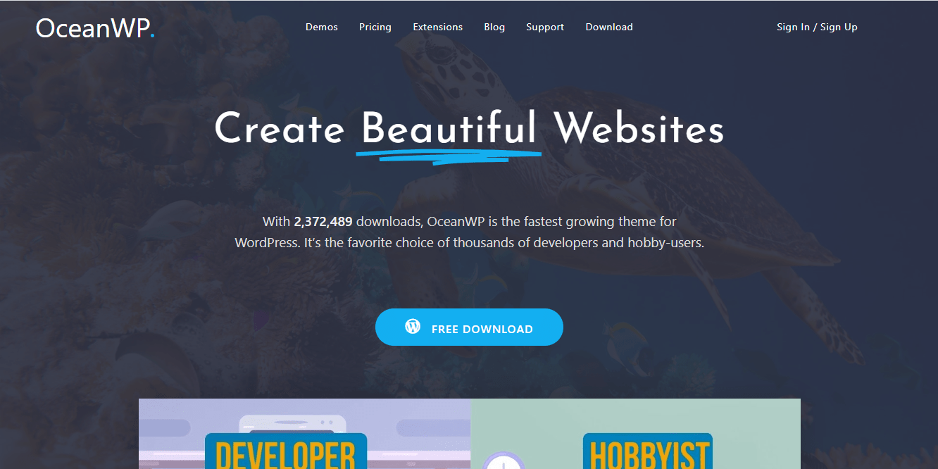 Best Beaver Builder Themes for WordPress Websites Ocean WP theme homepage screenshot