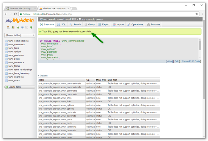 WordPress Database Optimization: Step by Step Guide for Beginners Optimize Table Success