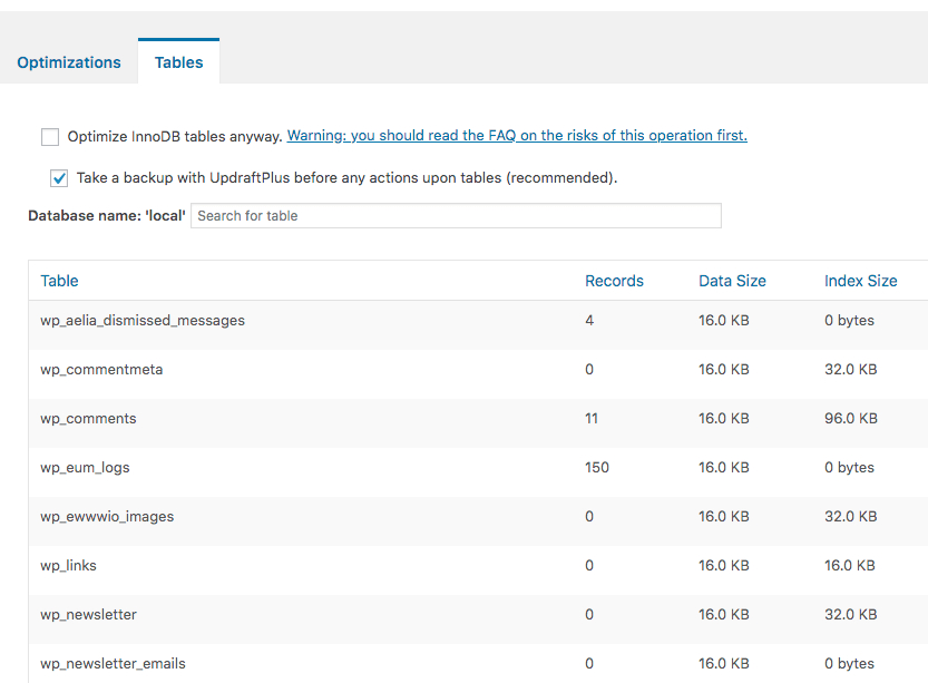 WordPress Database Optimization: Step by Step Guide for Beginners WP-optimized Tables