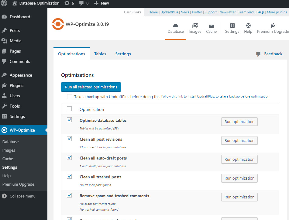 WordPress Database Optimization: Step by Step Guide for Beginners WP-Optimize Plugin settings