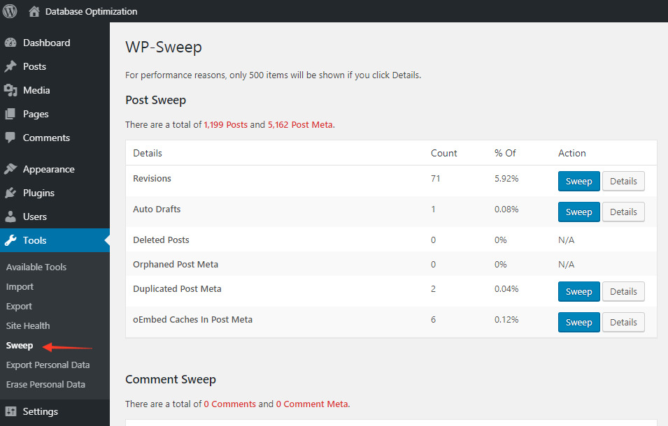WordPress Database Optimization: Step by Step Guide for Beginners WP-Sweep Plugin Settings
