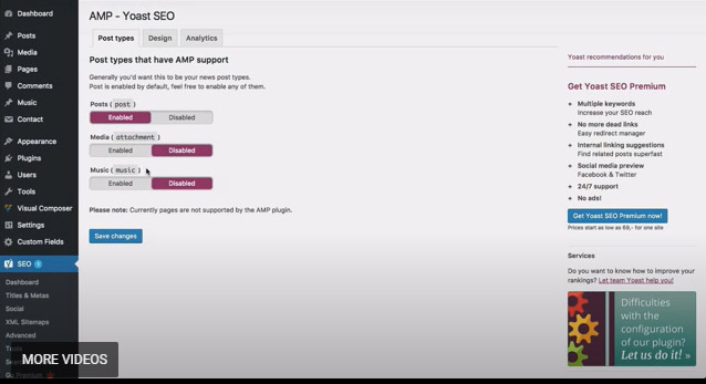 WordPress AMP: How To Set Up Google AMP + 4 Best Plugins Yoast plugin settings