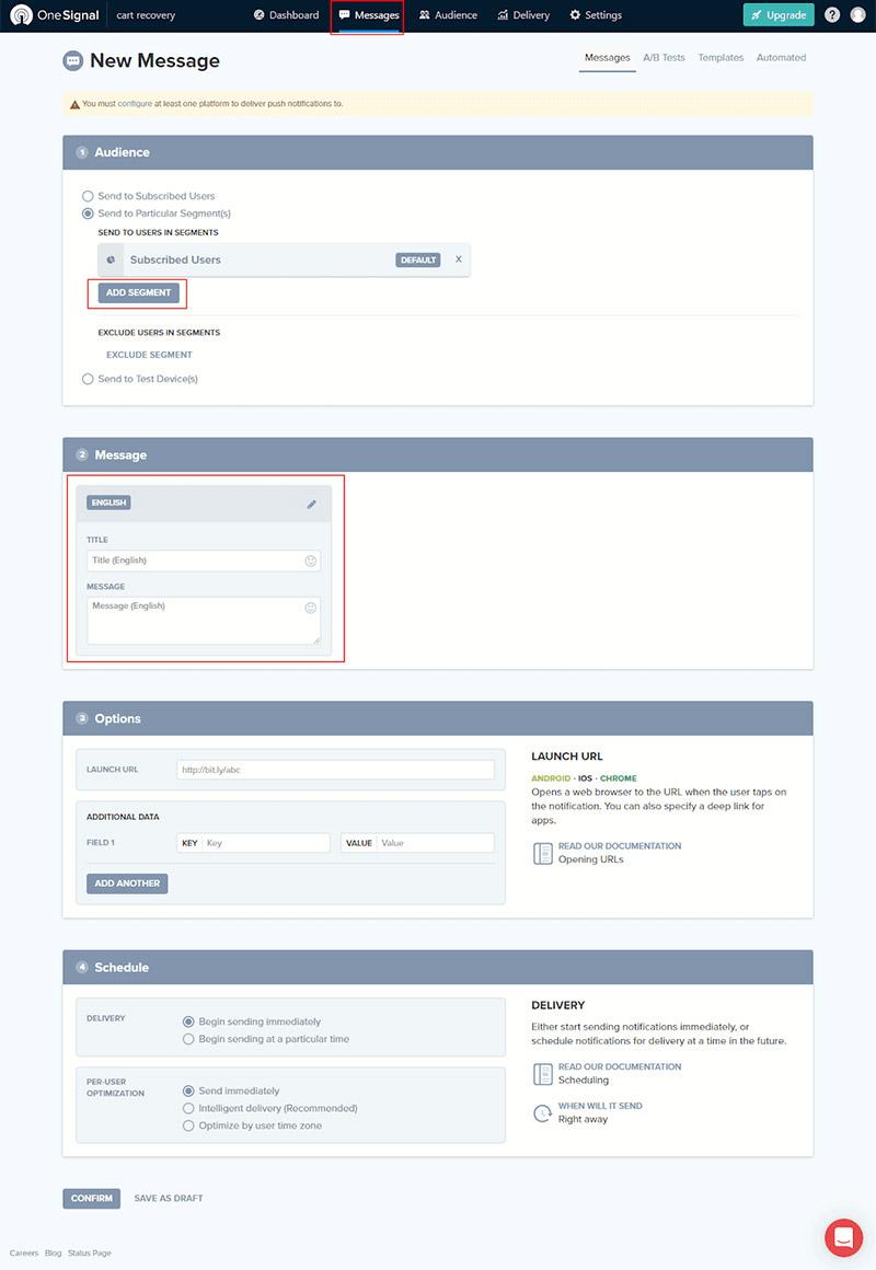 Abandoned Cart Recovery: 4 Proven Ways to Recover Abandoned Carts Add Segment in OneSignal