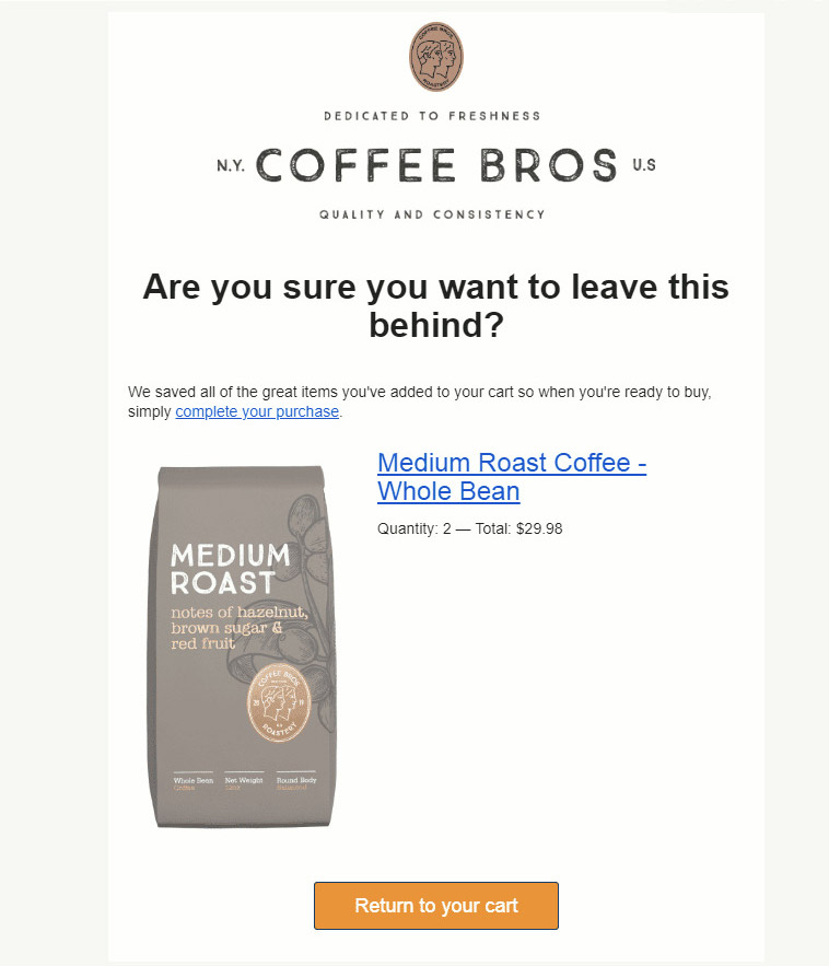 Abandoned Cart Recovery: 4 Proven Ways to Recover Abandoned Carts Call to Action Coffee bros