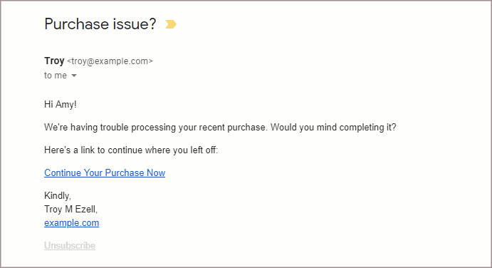Abandoned Cart Recovery: 4 Proven Ways to Recover Abandoned Carts First email format