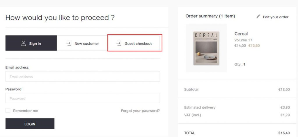 How To Reduce Cart Abandonment: 21 Proven Ways Guest checkout option image
