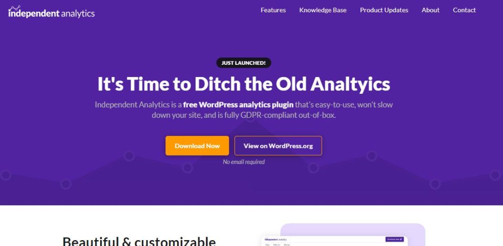 10 Best Google Analytics Plugins for WordPress for Data-Driven Insights independent analytics homepage screenshot