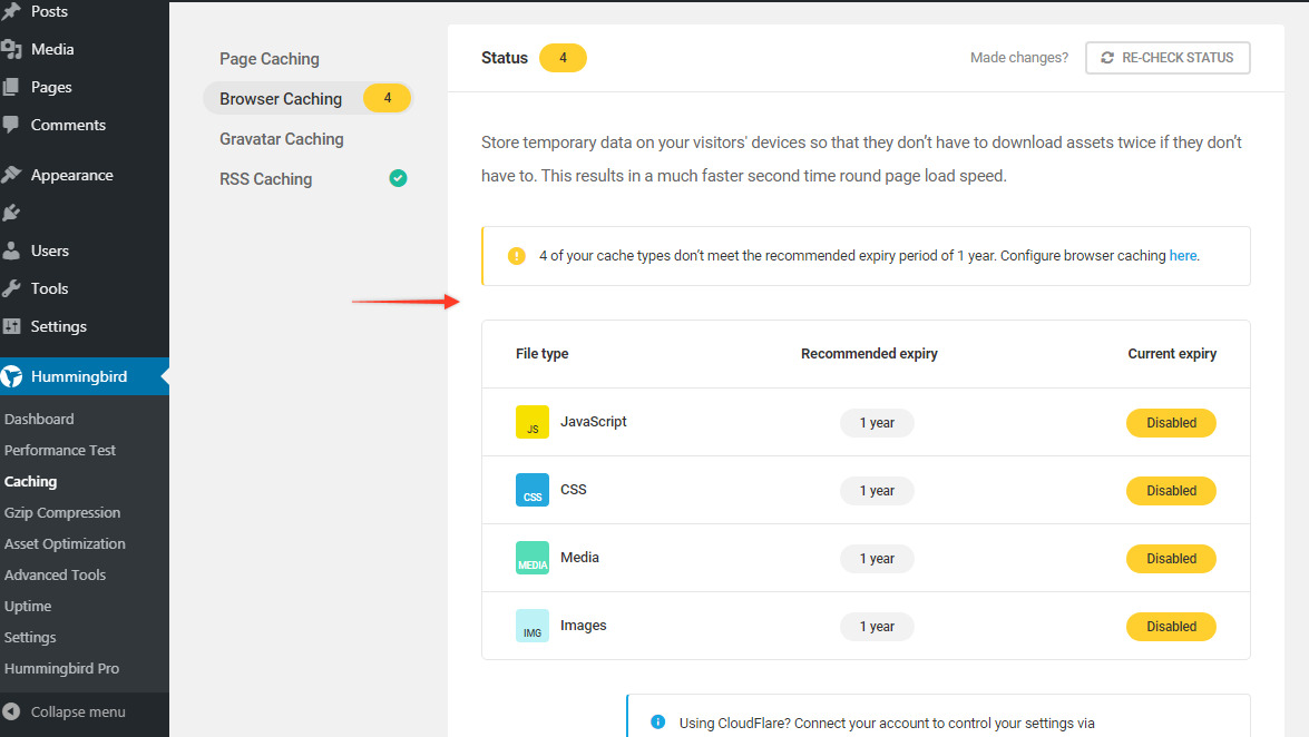 How To Add Expires Headers to WordPress: Manual + Plugin Methods Hummingbird plugin browser caching status