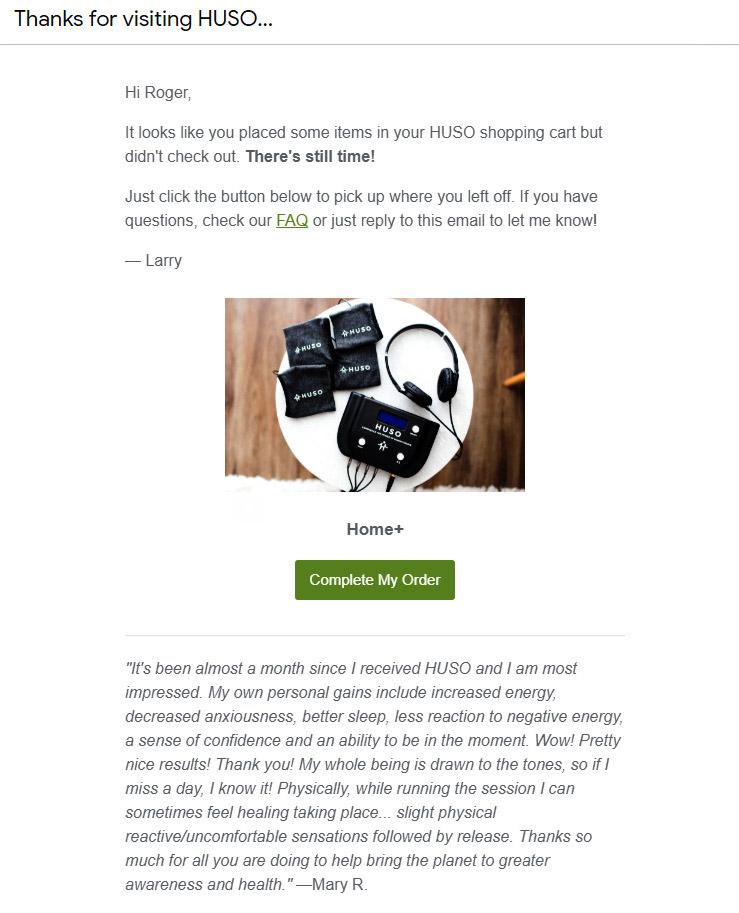 Abandoned Cart Recovery: 4 Proven Ways to Recover Abandoned Carts Testimonial in Cart Abandonment mail