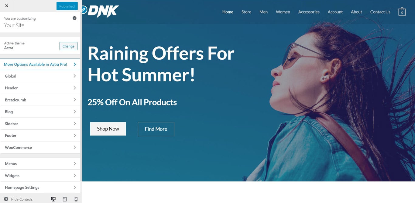 How To Choose a WordPress Theme: The Definitive Checklist Astra customizer
