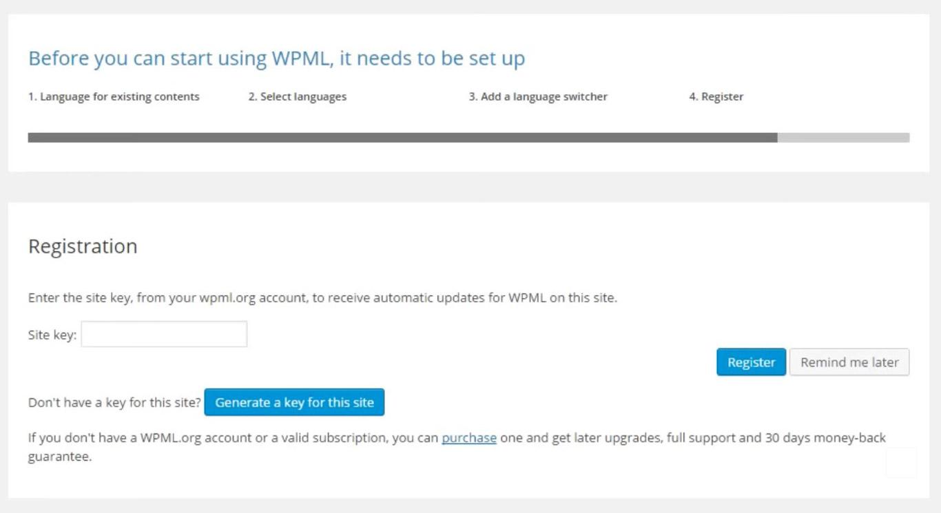 6 Best WordPress Multilingual Plugins - Free and Paid Options WPML language registration image