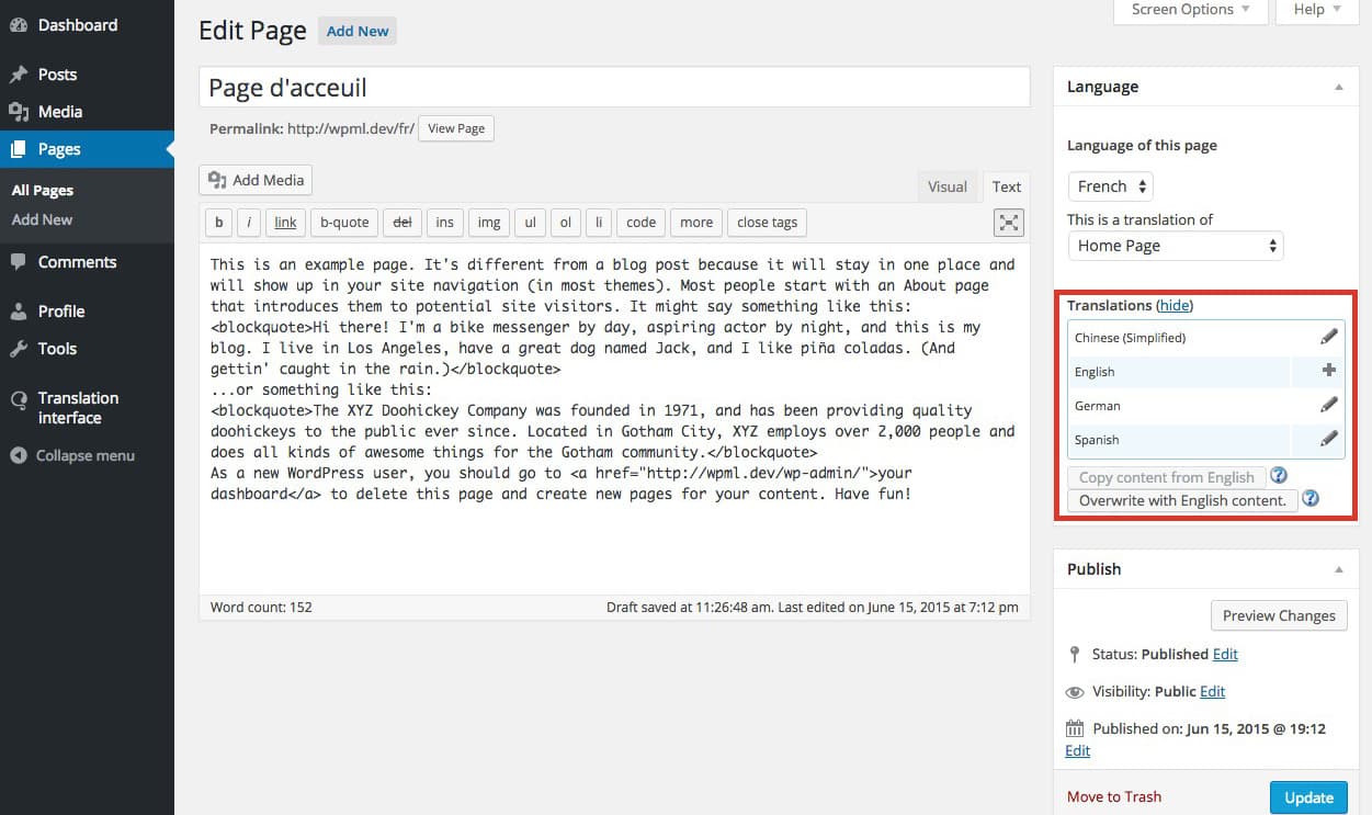 6 Best WordPress Multilingual Plugins - Free and Paid Options WPML meta settings image