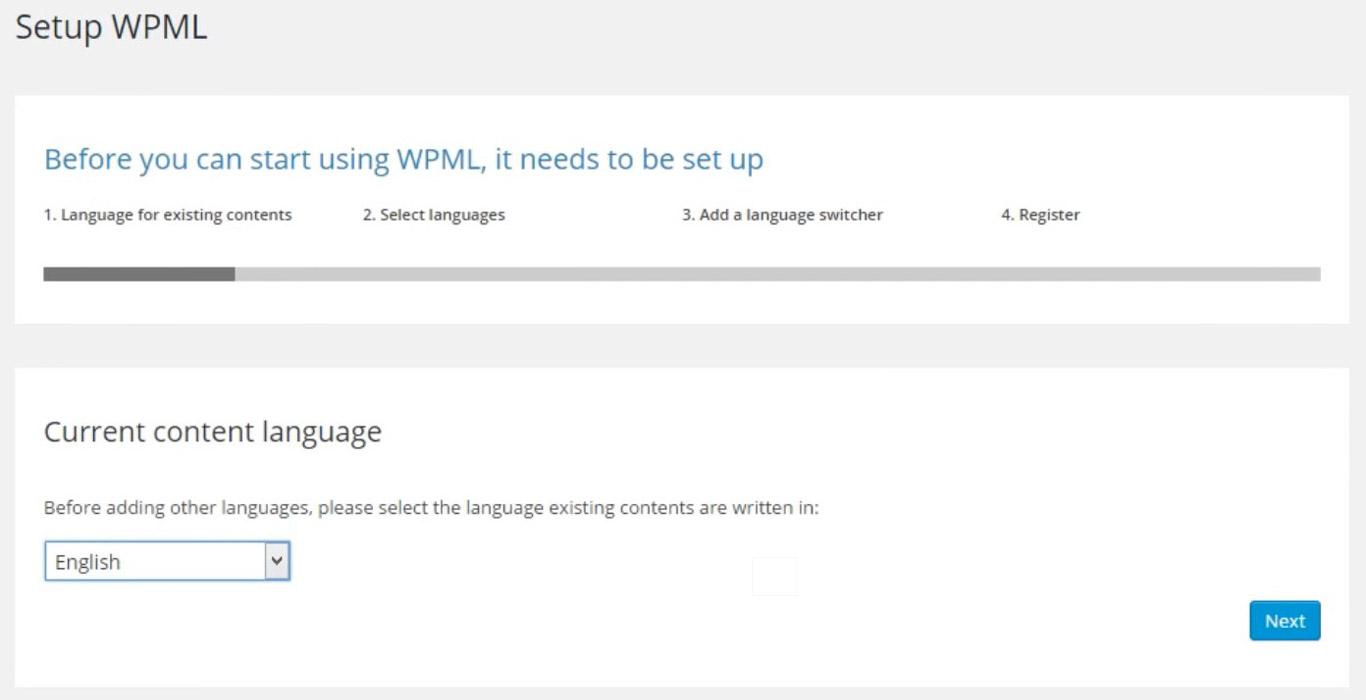 6 Best WordPress Multilingual Plugins - Free and Paid Options WPML plugin setup image