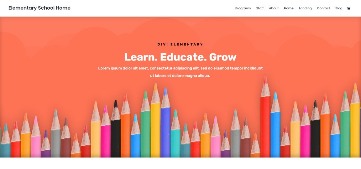 30 Best WordPress Educational Themes for Schools and Learning Websites Divi Elementary School Home demo