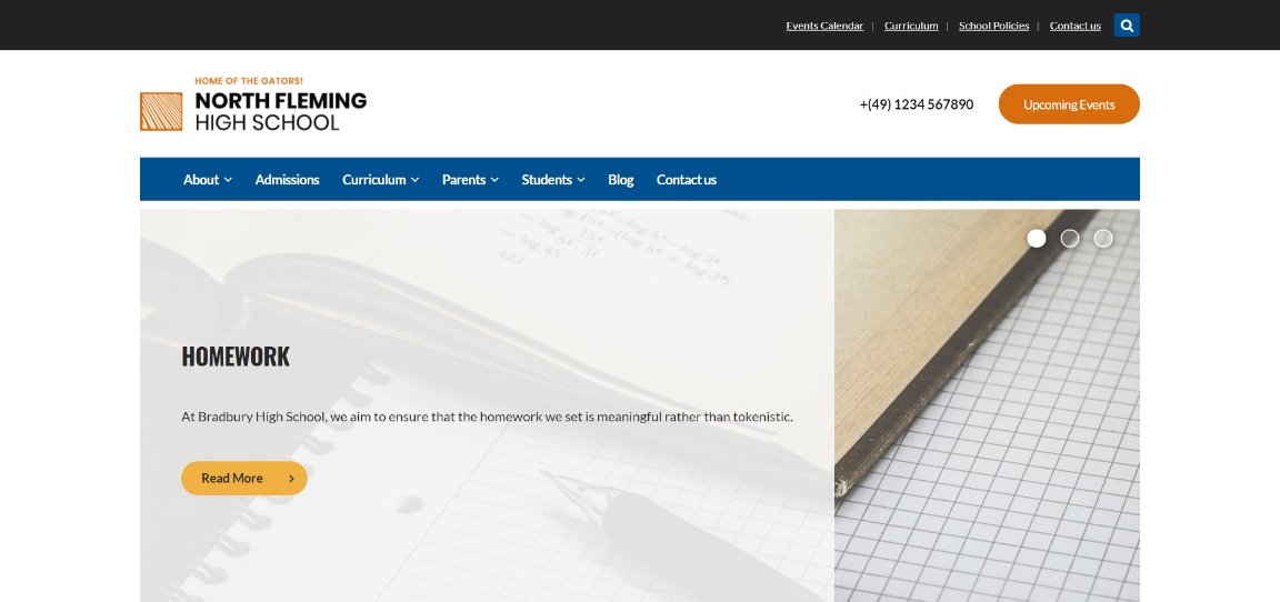 30 Best WordPress Educational Themes for Schools and Learning Websites Fleming Theme school demo