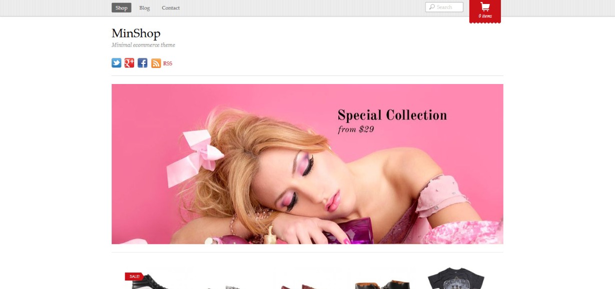 Do More With Less – 48 Best Simple WordPress Themes Revealed! MinShop Demo site