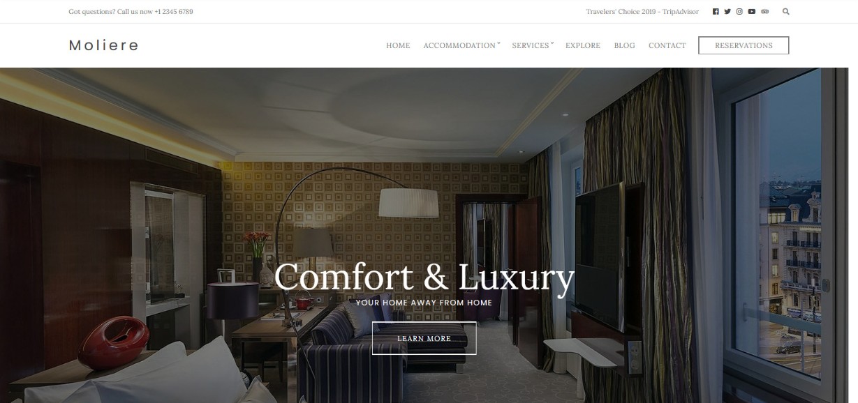Do More With Less – 48 Best Simple WordPress Themes Revealed! Moliere demo