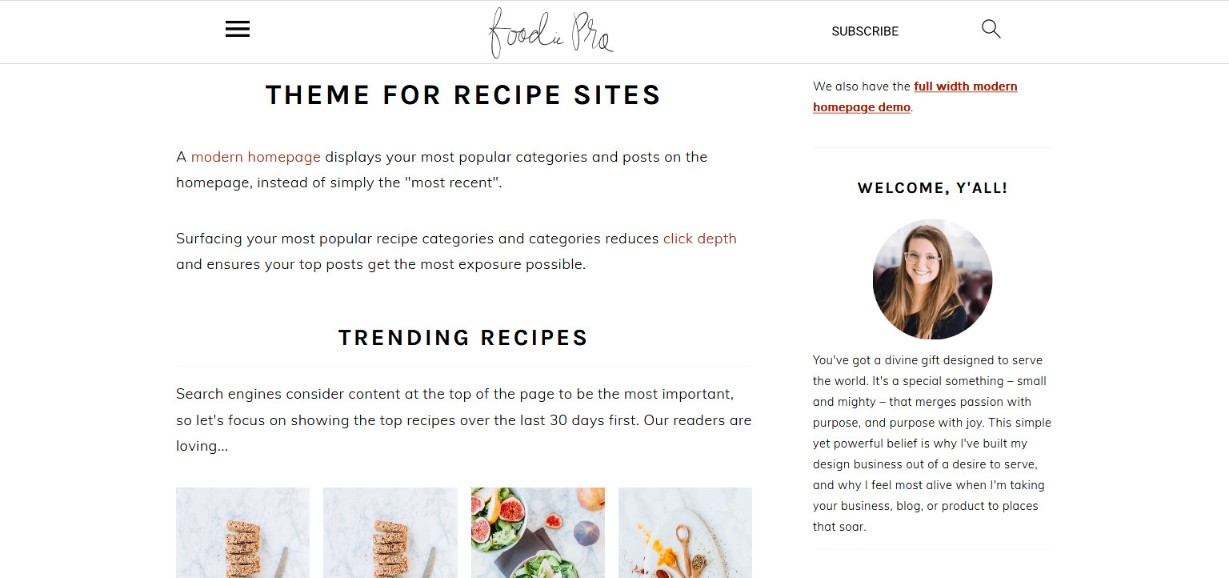 Do More With Less – 48 Best Simple WordPress Themes Revealed! foodie pro demo