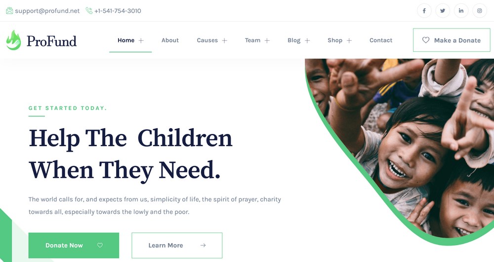 24 Best WordPress Themes for Nonprofits and Charities Profund Charity WordPress Theme
