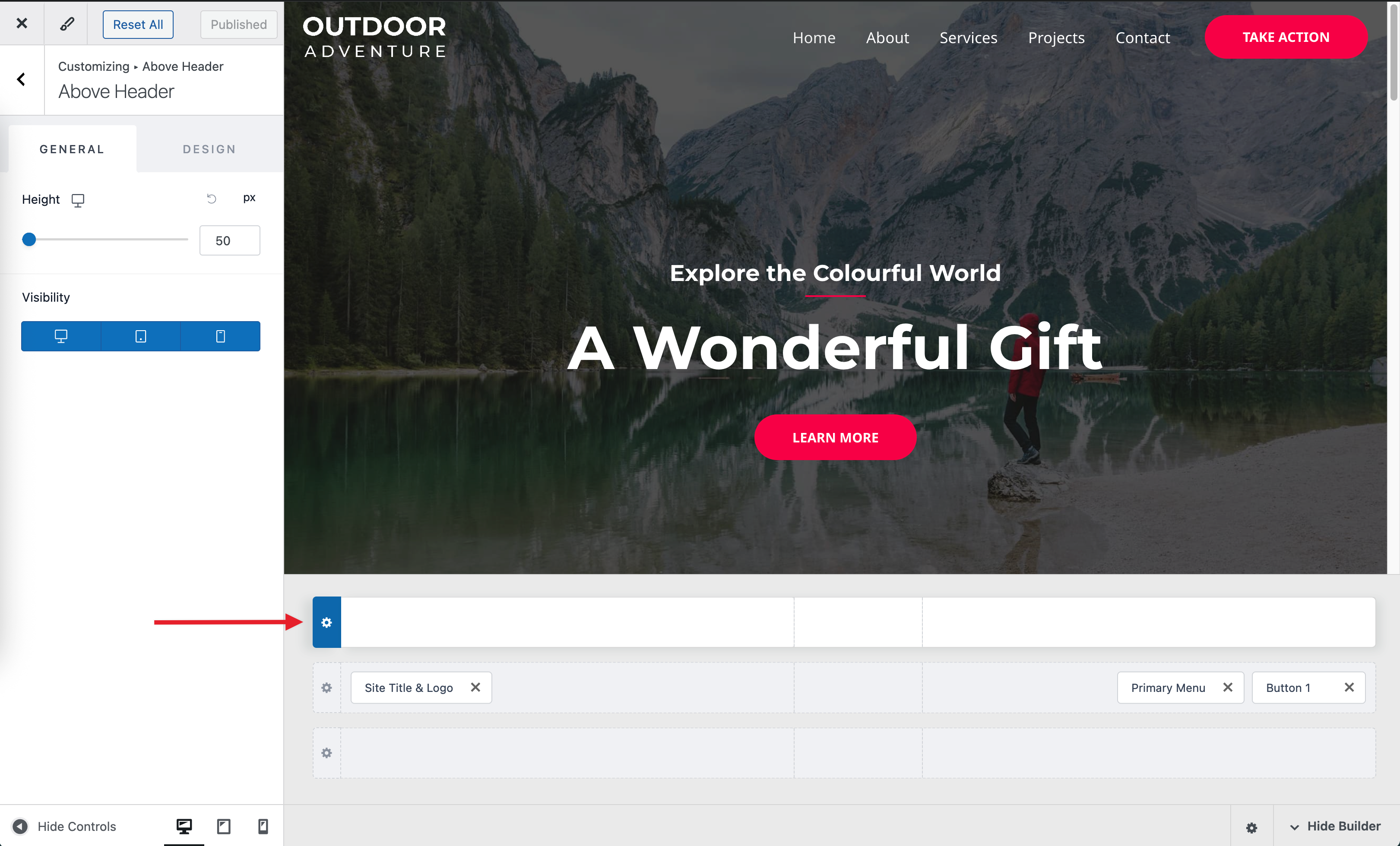 How To Create a Header With Astra Header Builder Astra above header