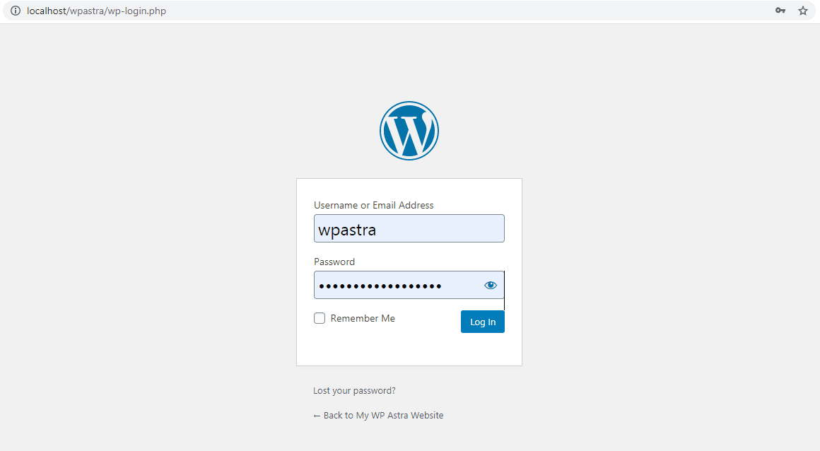 How To Install WordPress on Xampp – Local Installations Made Easy WordPress login page