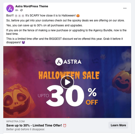 How To Create a Single Product Website: Step by Step With WooCommerce astra fb ad example