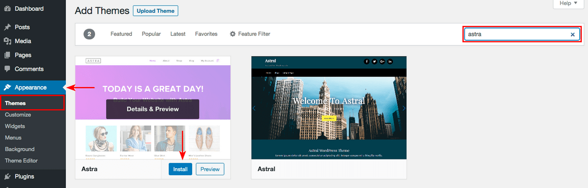How To Create a Single Product Website: Step by Step With WooCommerce install astra theme demo image