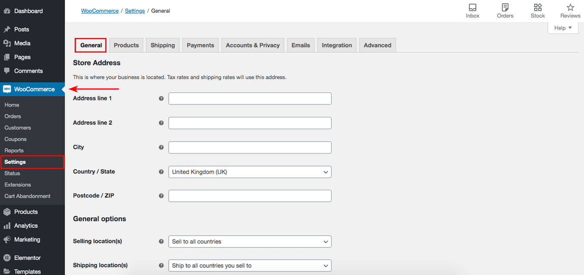 How To Create a Single Product Website: Step by Step With WooCommerce woocommerce general settings