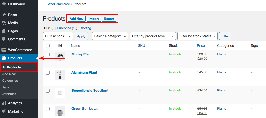 How To Create a Single Product Website: Step by Step With WooCommerce woocommerce products dashboard