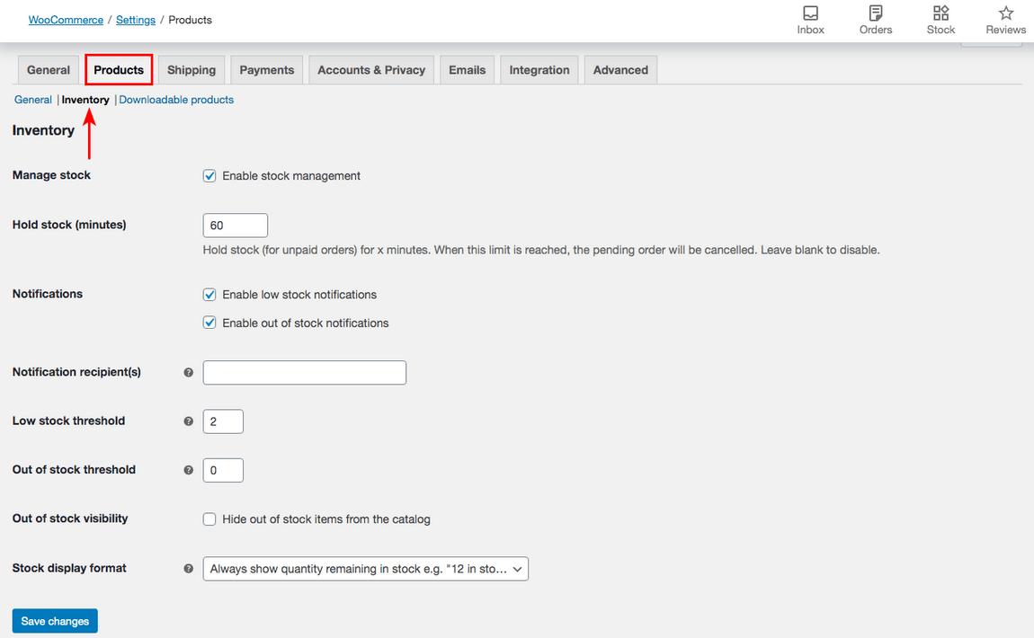 How To Create a Single Product Website: Step by Step With WooCommerce woocommerce products inventory settings